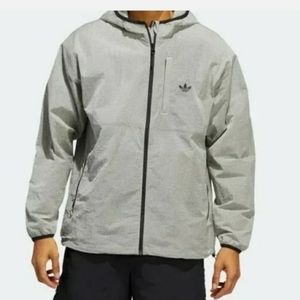 adidas Men's Skateboarding Casual Shell Jacket Full Zip White Black Pulse Lime